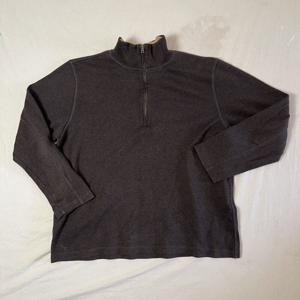 Banana Republic Sweater Mens XL Brown 1/4 Zip Pullover Long Sleeve Cotton